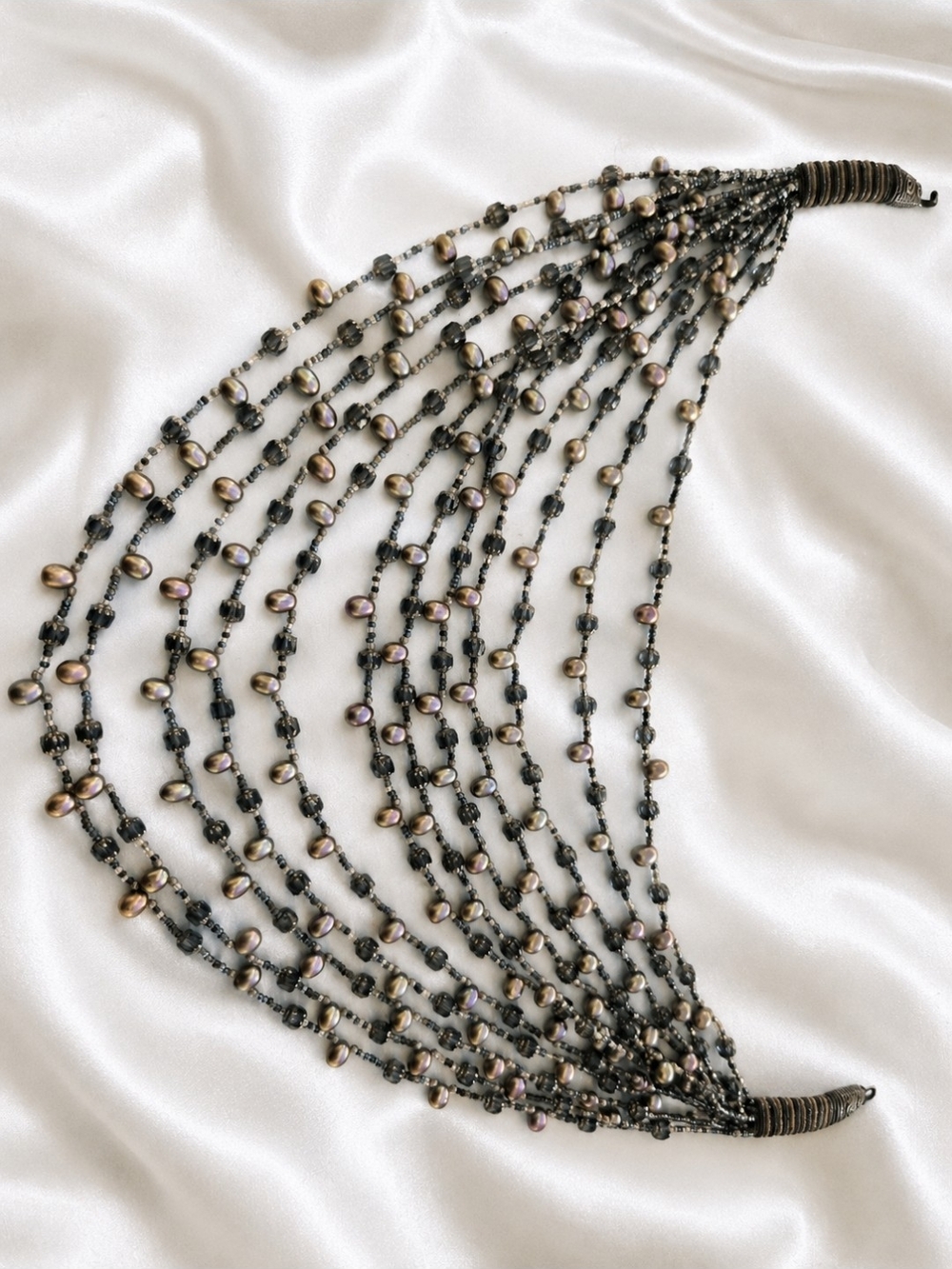 Artisan Multi Strand Freshwater Pearl Statement Necklace Boho Estate Art - Picture 6 of 16